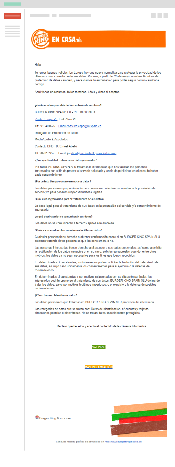 ejemplo campaña email RGPD