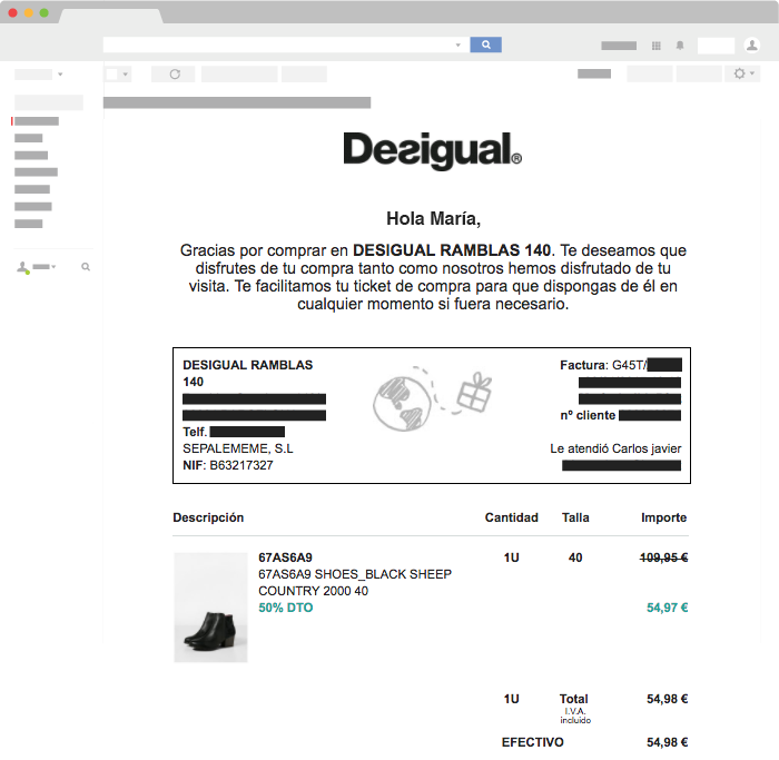 Ejemplo de Email Transaccional de Desigual