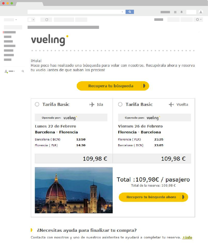 Ejemplo de Email Transaccional de Vueling